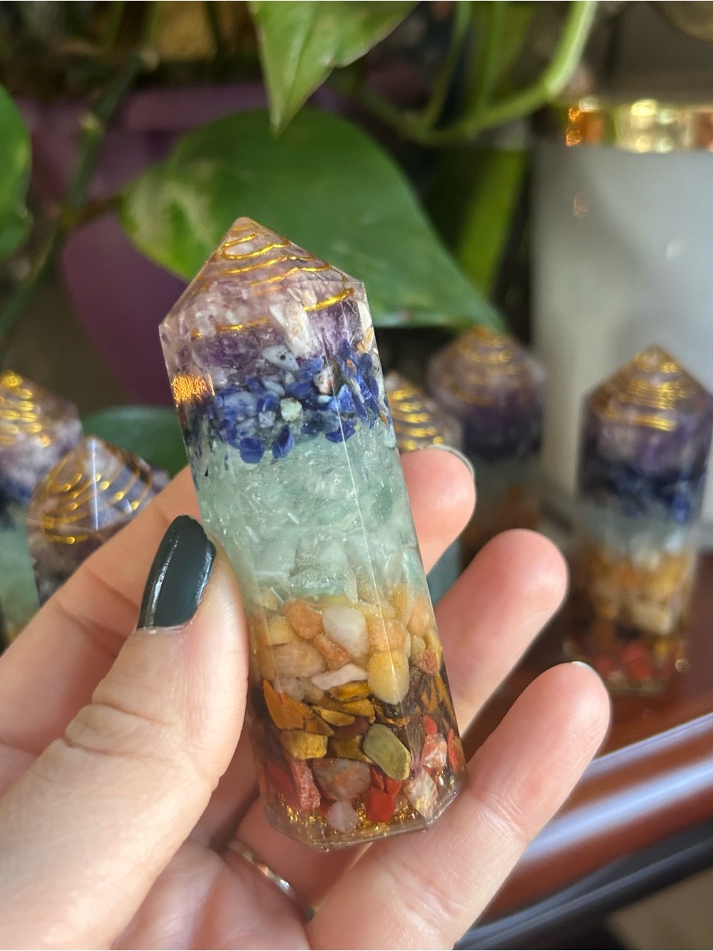 Chakra Multi-Color Crystal Chip Tower - Healing Accent - sold PER tower